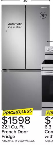 Leon's Samsung 22.1 cu. ft. french door fridge offer