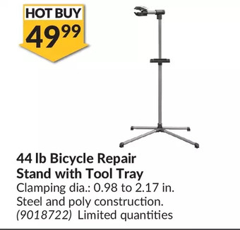 Princess Auto 44 lb bicycle repair stand with tool tray offer