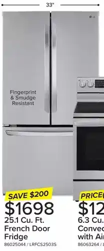 Leon's 25.1 cu. ft. french door fidge offer