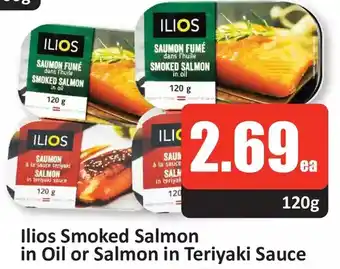 Starsky Ilios smoked salmon in oil or salmon in teriyaki sauce offer