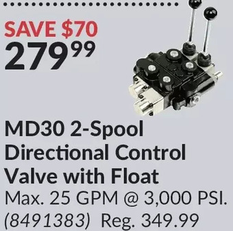 Princess Auto Md30 2-spool directional control valve with float offer