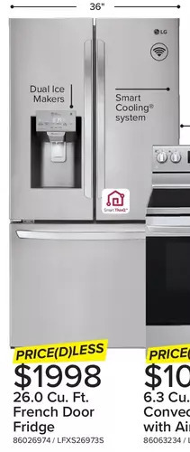 Leon's Lg 26.0 cu. ft. french door fridge offer