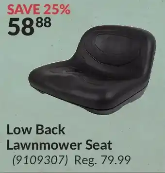 Princess Auto Low back lawnmower seat offer