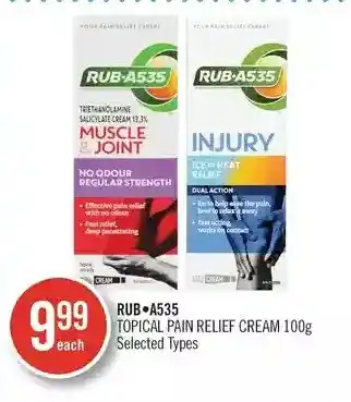 Shoppers Drug Mart Rub a535 topical pain relief cream offer