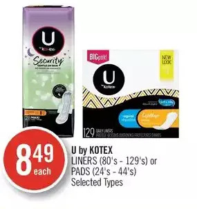 Shoppers Drug Mart U by kotex liners or pads offer