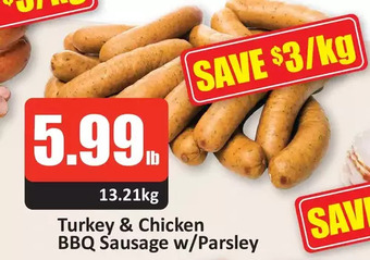 Starsky Turkey & chicken bbq sausage w/parsley offer