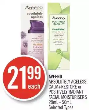 Shoppers Drug Mart Aveeno absolutely ageless, calm+restore or positively radiant facial moisturisers offer