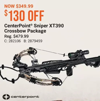 Cabela's Centerpoint sniper xt390 crossbow package offer