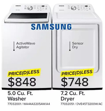 Leon's Samsung 5.0 cu. ft. washer / 7.2 cu. ft. dryer offer