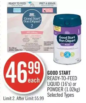 Shoppers Drug Mart Good start ready-to-feed liquid or powder offer