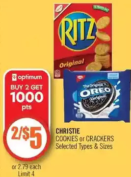 Shoppers Drug Mart Christie cookies or crackers offer