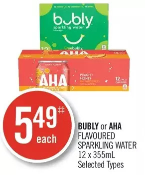 Shoppers Drug Mart Bubly or aha flavoured sparkling water offer