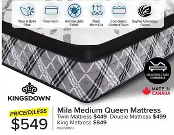 Leon's Kingsdown mila medium queen mattress | twin | double | king offer