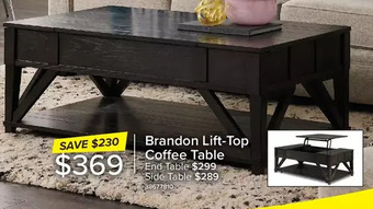 Leon's Brandon lift-top coffee table | end table | side table offer