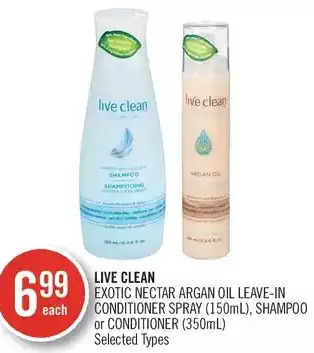 Shoppers Drug Mart Live clean exotic nectar argan oil leave-in conditioner spray, shampoo or conditioner offer