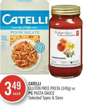 Shoppers Drug Mart Catelli gluten free pasta or pc pasta sauce offer
