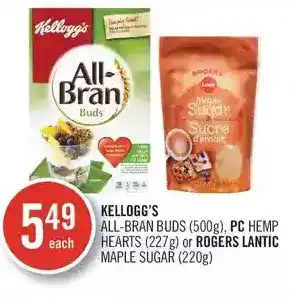 Shoppers Drug Mart Kellogg's all-bran buds, pc hemp hearts or rogers lantic maple sugar offer