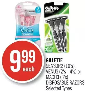 Shoppers Drug Mart Gillette sensor2, venus or mach3 disposable razors offer