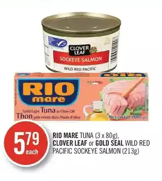 Shoppers Drug Mart Rio mare tuna, clover leaf or gold seal wild red pacific sockeye salmon offer