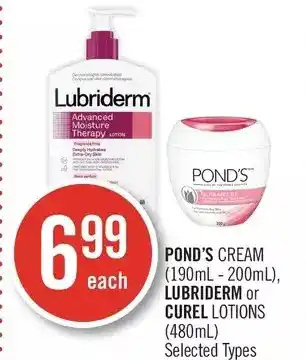 Shoppers Drug Mart Pond's cream, lubriderm or curel lotions offer