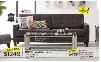 Leon's Kylie 100% leather sofa | loveseat | chair | liana coffee table | end table | sofa table offer