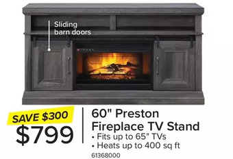 Leon's 60" preston fireplace tv stand offer