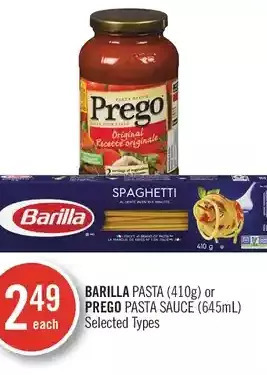 Shoppers Drug Mart Barilla pasta or prego pasta sauce offer