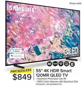 Leon's Samsung 55" 4k hdr smart 120mr qled tv offer