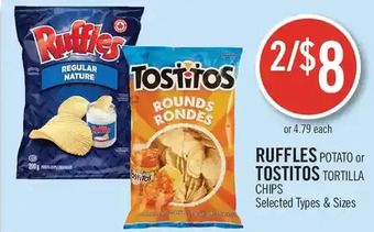 Shoppers Drug Mart Ruffles potato or tostitos tortilla chips offer