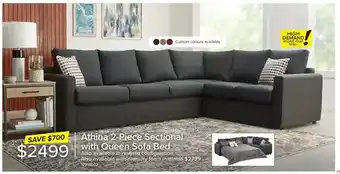 Leon's Athina 2-piece sectional with queen sofa bed | memory foam mattress offer