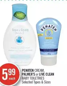 Shoppers Drug Mart Penaten cream, palmer's or live clean baby toiletries offer