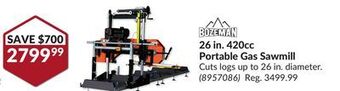 Princess Auto 26 in. 420cc portable gas sawmill offer