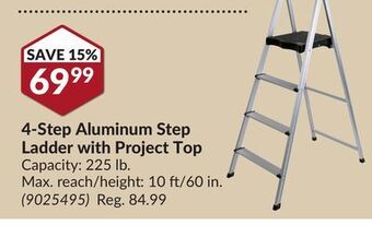 Princess Auto 4-step aluminum step ladder with project top offer