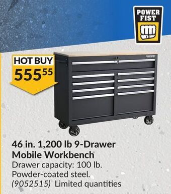 Princess Auto Power fist 46 in. 1,200 lb 9-drawer mobile workbench offer