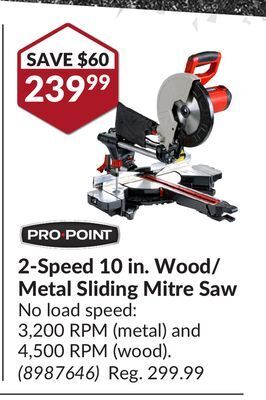 Princess Auto 2-speed 10 in. wood/metal sliding mitre saw offer