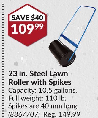 Princess Auto 23 in. steel lawn roller with spikes offer