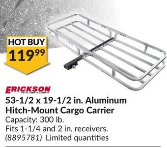 Princess Auto 53-1/2 x 19-1/2 in. aluminum hitch-mount cargo carrier offer