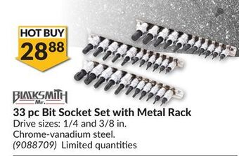 Princess Auto 33 pc bit socket set with metal rack offer