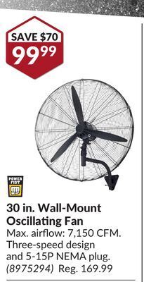 Princess Auto 30 in. wall-mount oscillating fan offer