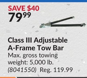 Princess Auto Class iii adjustable a-frame tow bar offer