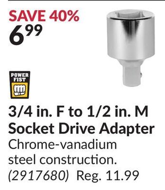 Princess Auto Socket drive adapter offer