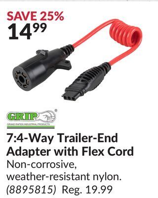 Princess Auto 7:4-way trailer-end adapter with flex cord offer