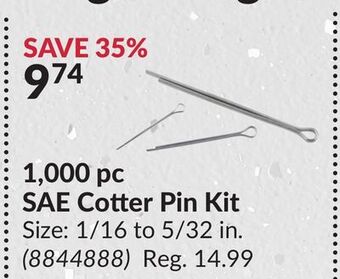 Princess Auto 1,000 pc sae cotter pin kit offer