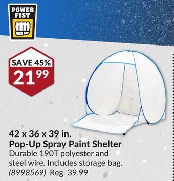 Princess Auto 42 x 36 x 39 in. pop-up spray paint shelter offer