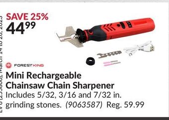 Princess Auto Mini rechargeable chainsaw chain sharpener offer