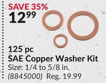 Princess Auto 125 pc sae copper washer offer