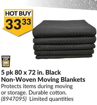 Princess Auto 80 x 72 in. black non-woven moving blankets offer