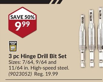 Princess Auto 3 pc hinge drill bit set offer