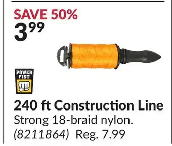 Princess Auto 240 ft construction line strong 18-braid offer