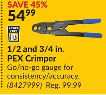 Princess Auto 1/2 and 3/4 in. pex crimper offer